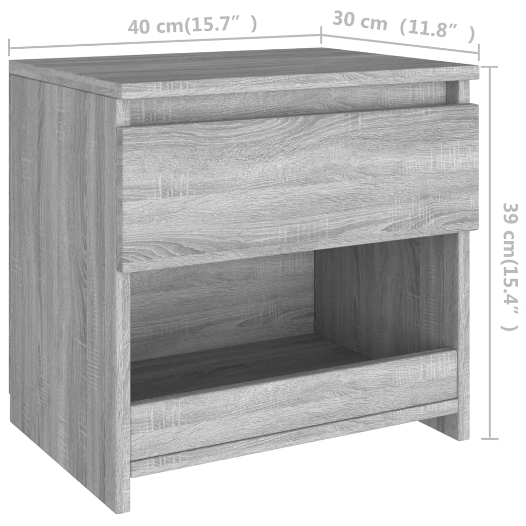 Bedside Cabinet Grey Sonoma 40x30x39 cm Engineered Wood