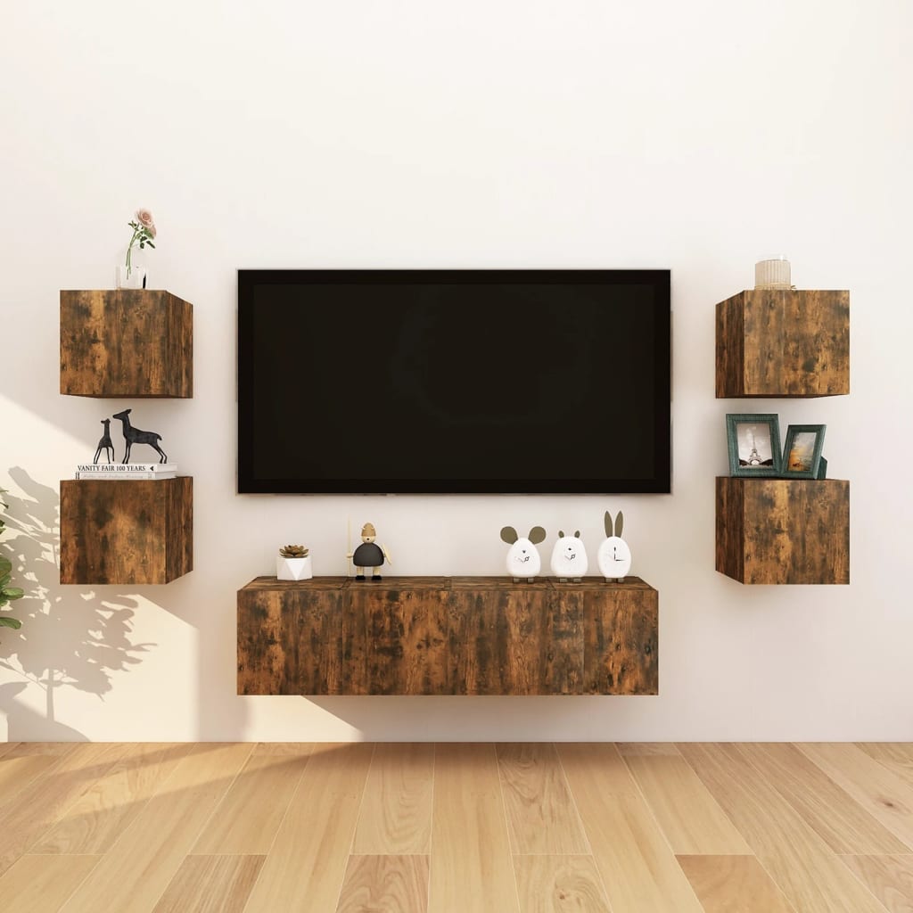 Wall Mounted TV Cabinet 2 pcs Smoked Oak 30.5x30x30 cm