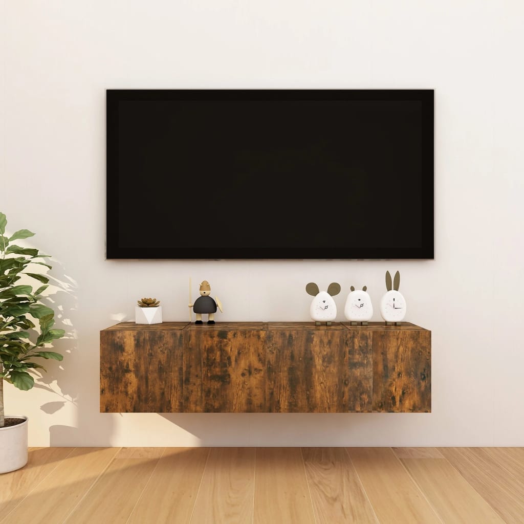 Wall Mounted TV Cabinet 4 pcs Smoked Oak 30.5x30x30 cm