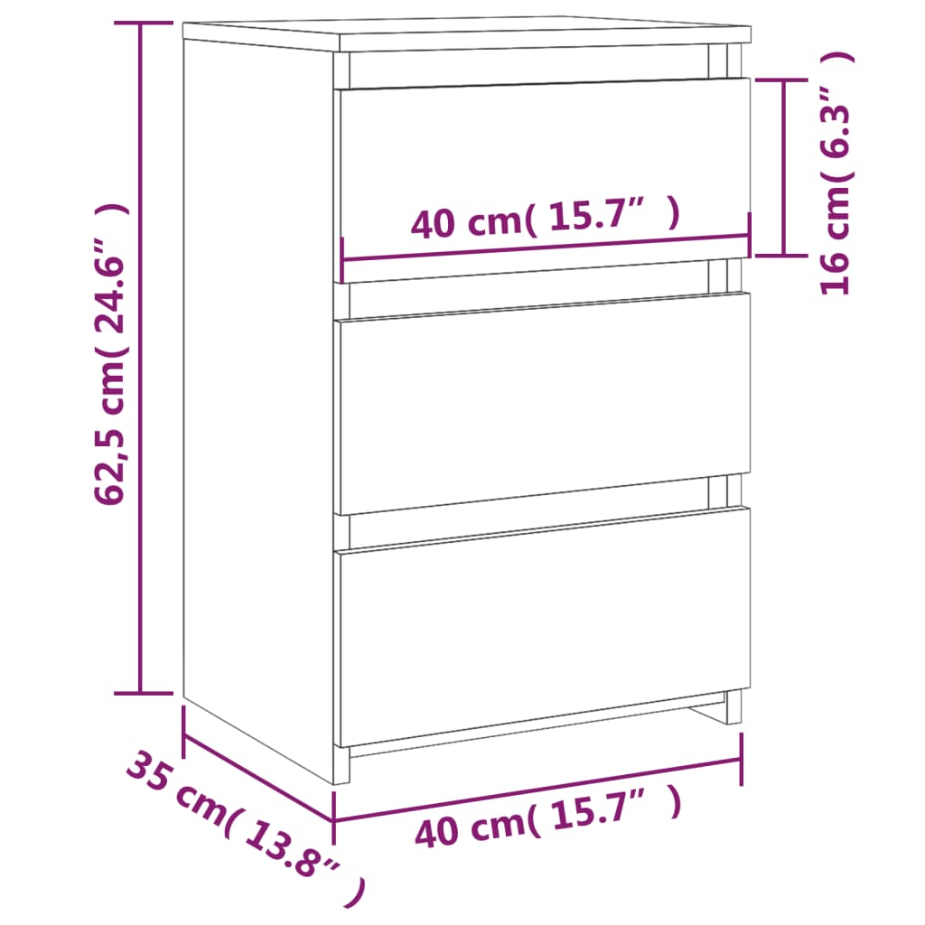 Bed Cabinet Smoked Oak 40x35x62.5 cm Engineered Wood