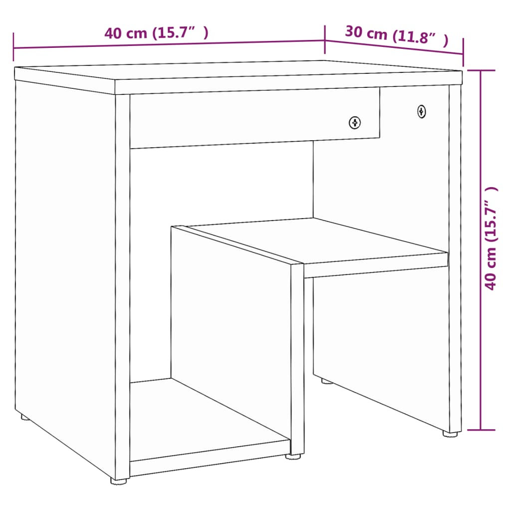 Bed Cabinet Grey Sonoma 40x30x40 cm Engineered Wood