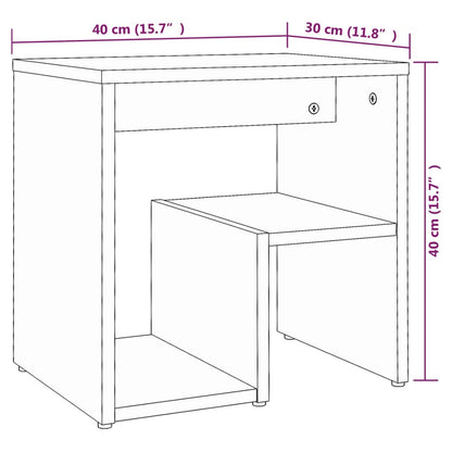 Bed Cabinet Brown Oak 40x30x40 cm Engineered Wood