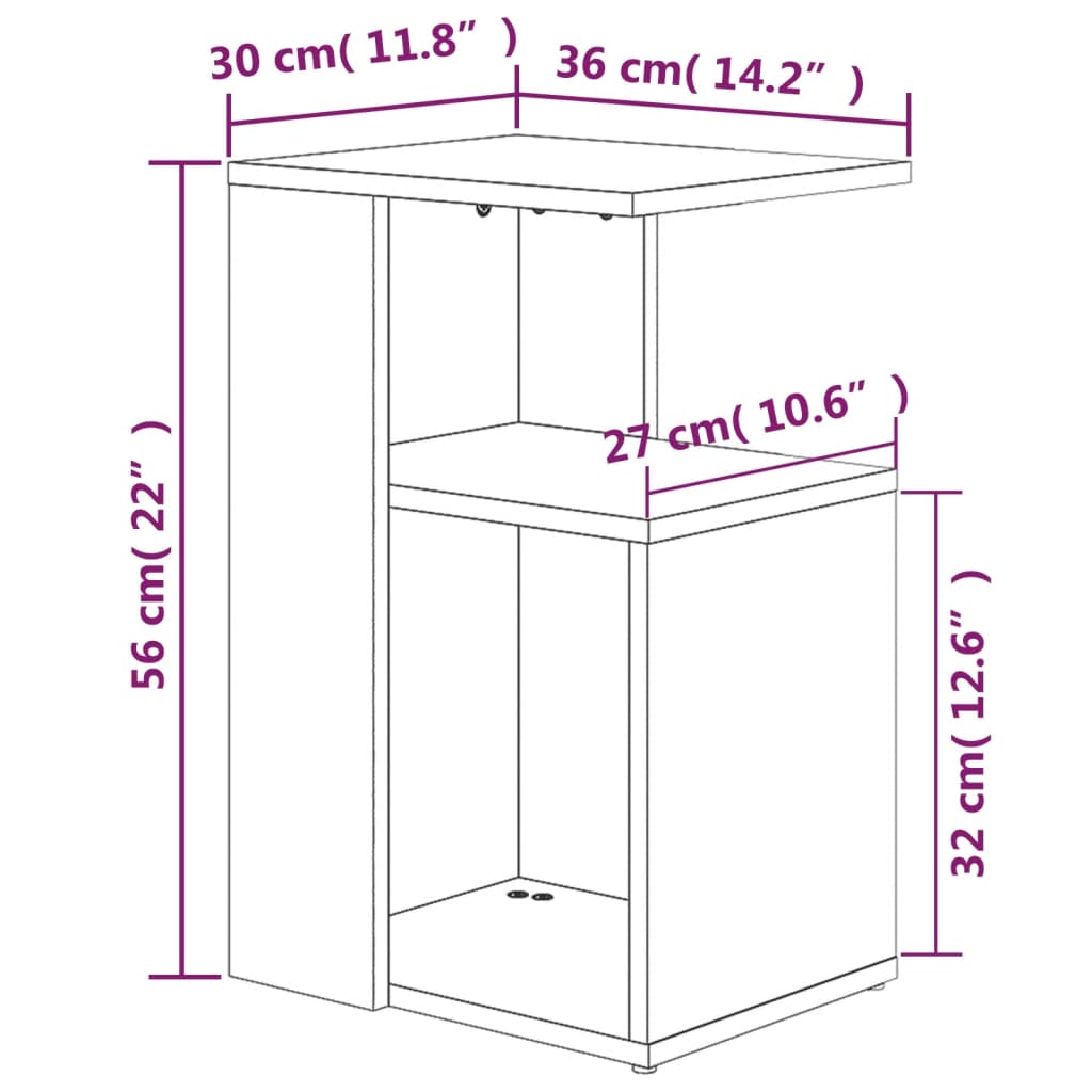 Side Table Smoked Oak 36x30x56 cm Engineered Wood