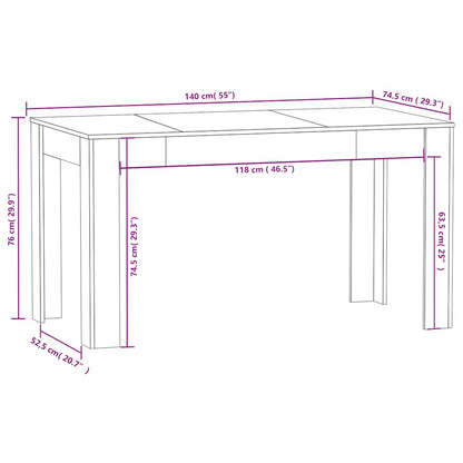 Dining Table Grey Sonoma 140x74.5x76 cm Engineered Wood
