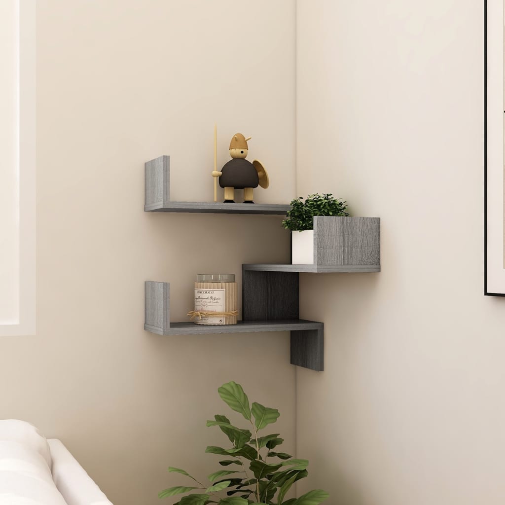 Wall Corner Shelf Grey Sonoma 40x40x50 cm Engineered Wood