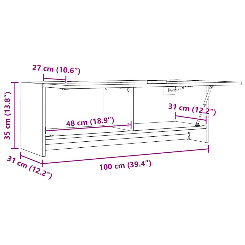 Wardrobe Smoked Oak 100x32.5x35 cm Engineered Wood