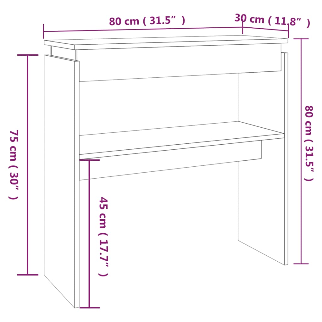 Console Table Smoked Oak 80x30x80 cm Engineered Wood