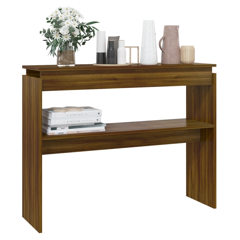 Console Table Brown Oak 102x30x80 cm Engineered Wood