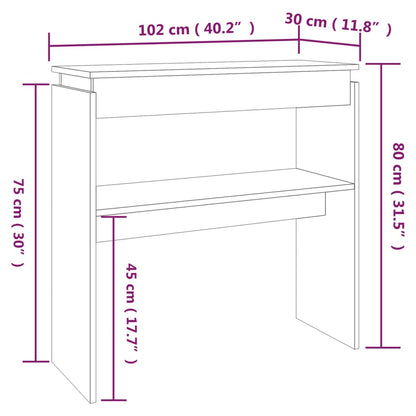 Console Table Brown Oak 102x30x80 cm Engineered Wood