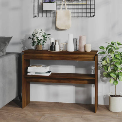 Console Table Brown Oak 102x30x80 cm Engineered Wood