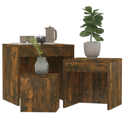 Nesting Tables 3 pcs Smoked Oak Engineered Wood