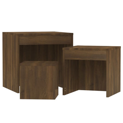 Nesting Tables 3 pcs Brown Oak Engineered Wood