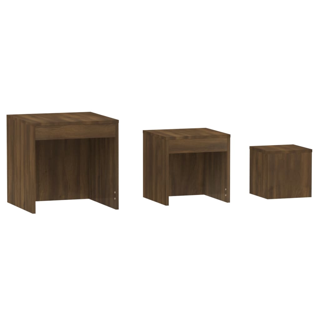 Nesting Tables 3 pcs Brown Oak Engineered Wood