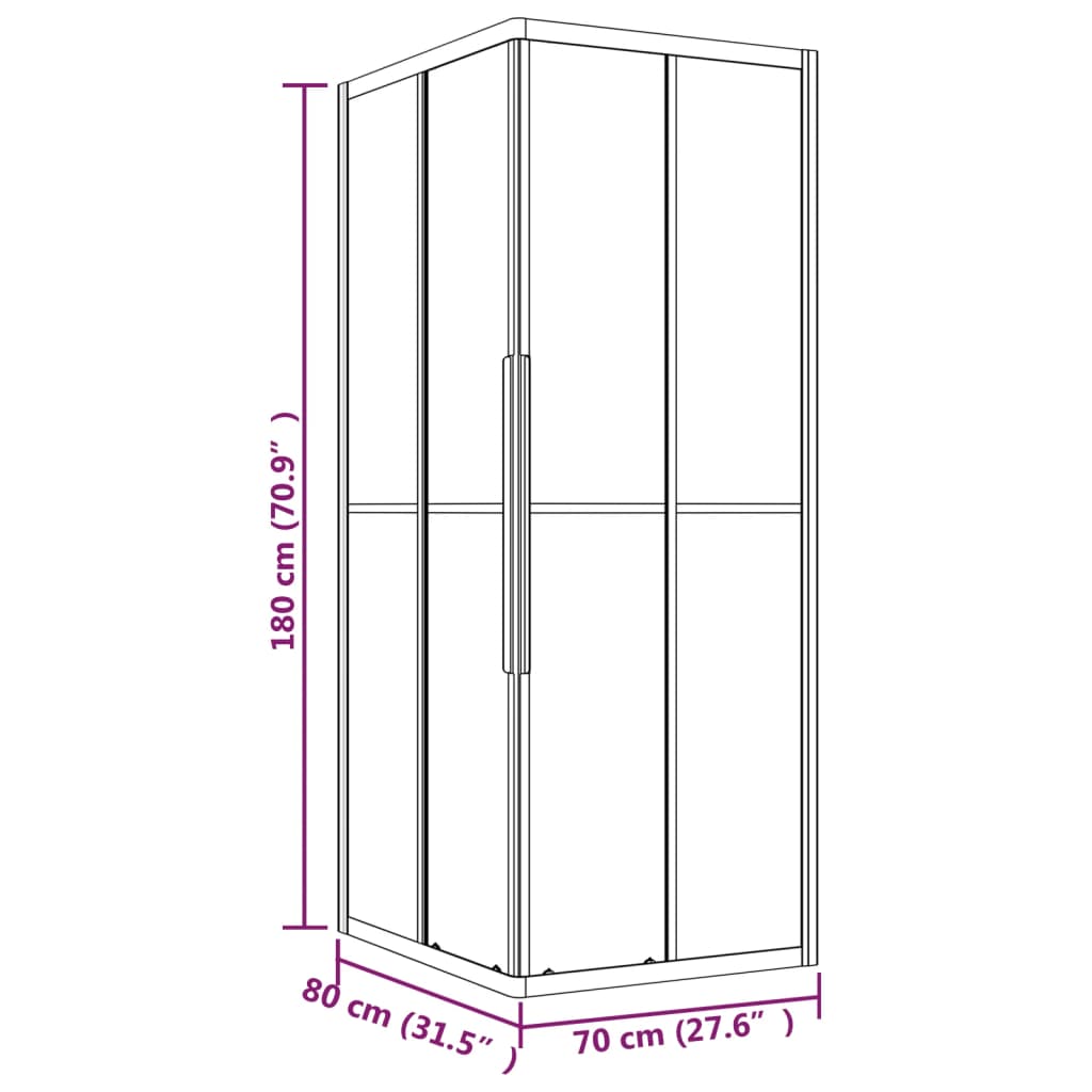 Stripe Shower Cabin ESG 80x70x180 cm Black