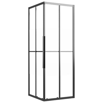 Shower Cabin Half Frosted ESG 70x70x180 cm Black