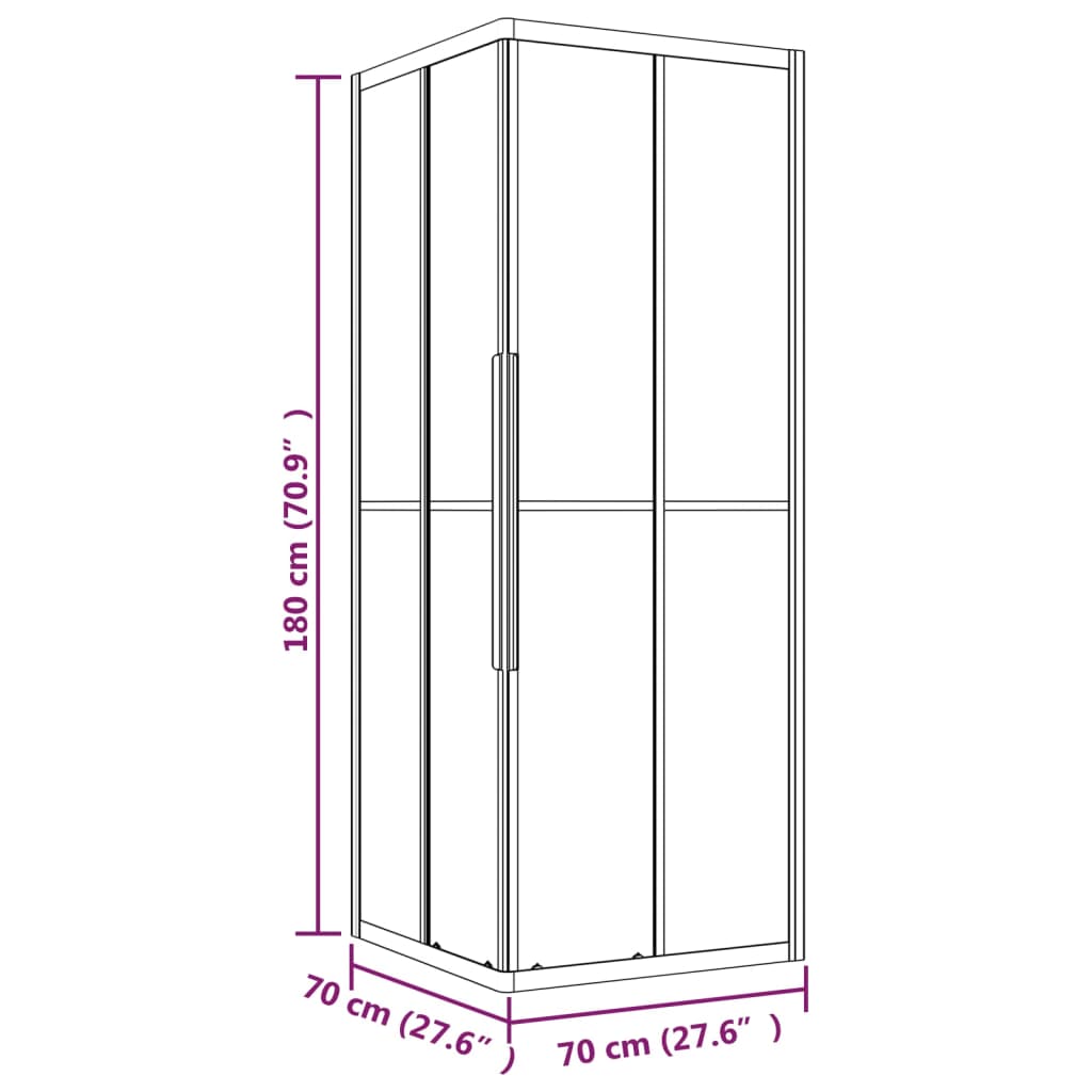 Shower Cabin Half Frosted ESG 70x70x180 cm Black