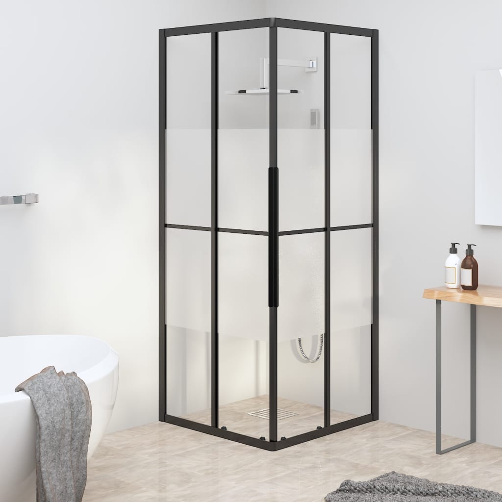 Shower Cabin Half Frosted ESG 70x70x180 cm Black