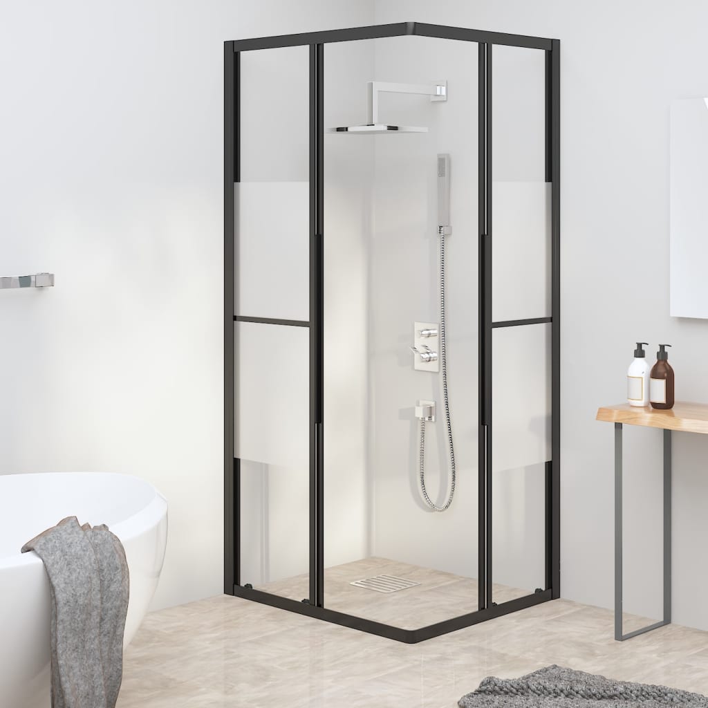 Shower Cabin Half Frosted ESG 90x70x180 cm Black