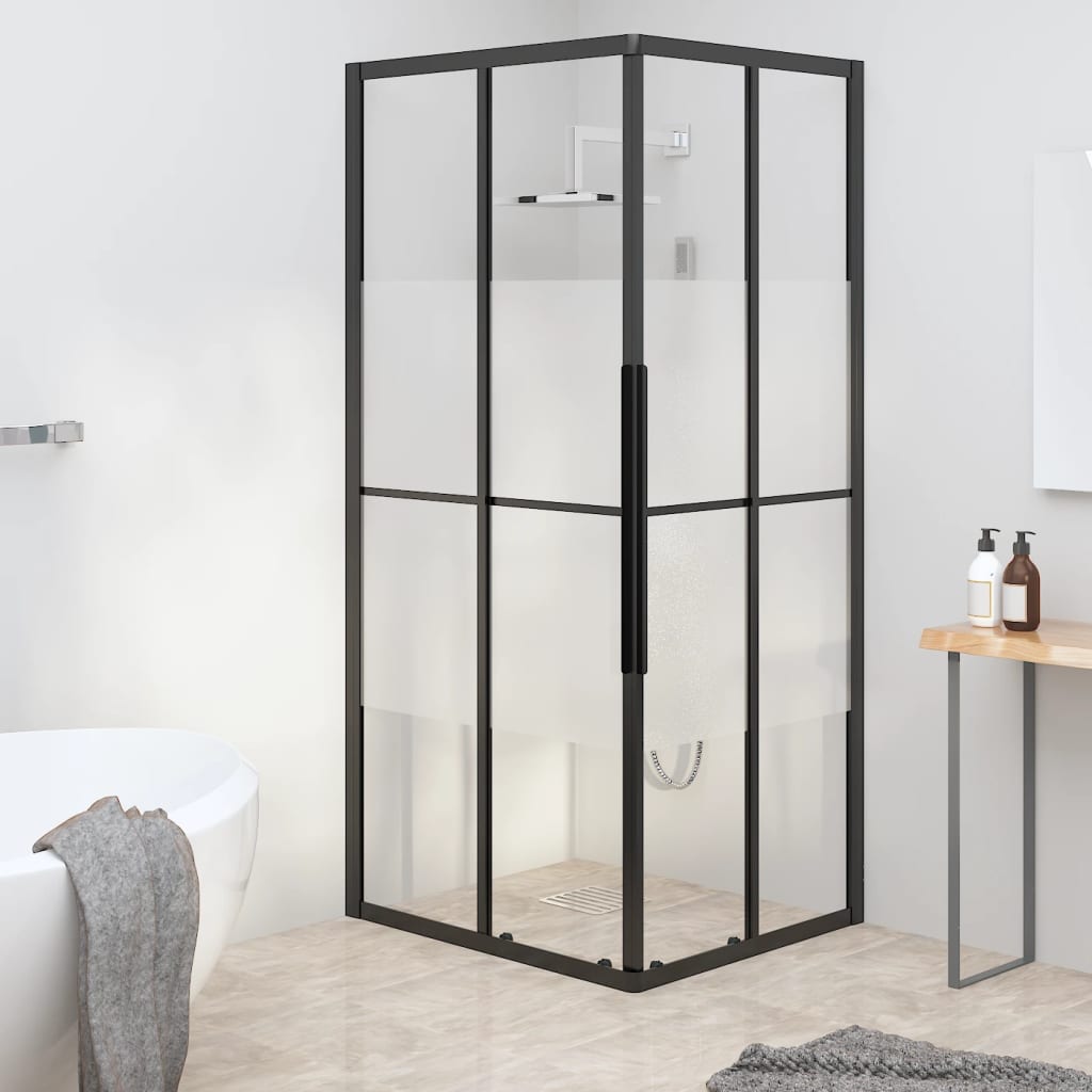 Shower Cabin Half Frosted ESG 90x70x180 cm Black