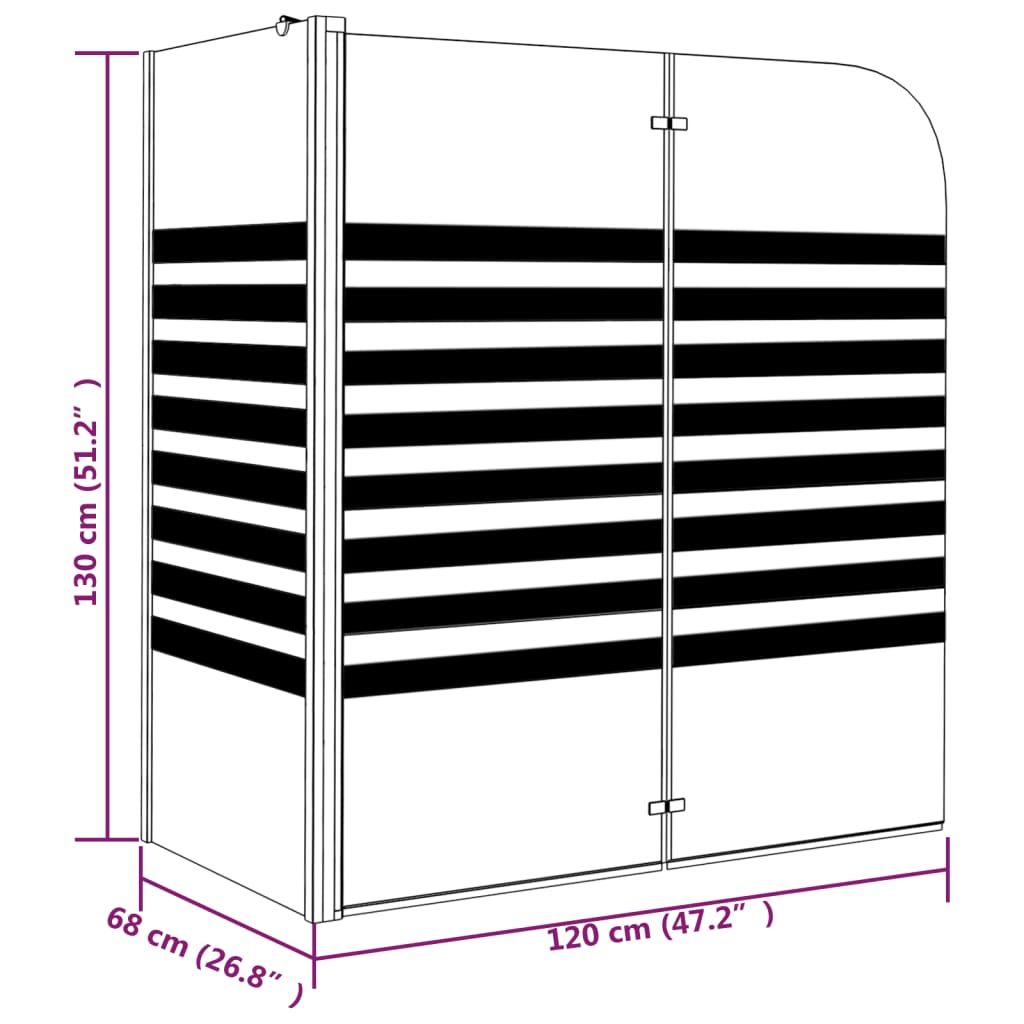 Stripe Bath Enclosure 120x68x130 cm Tempered Glass