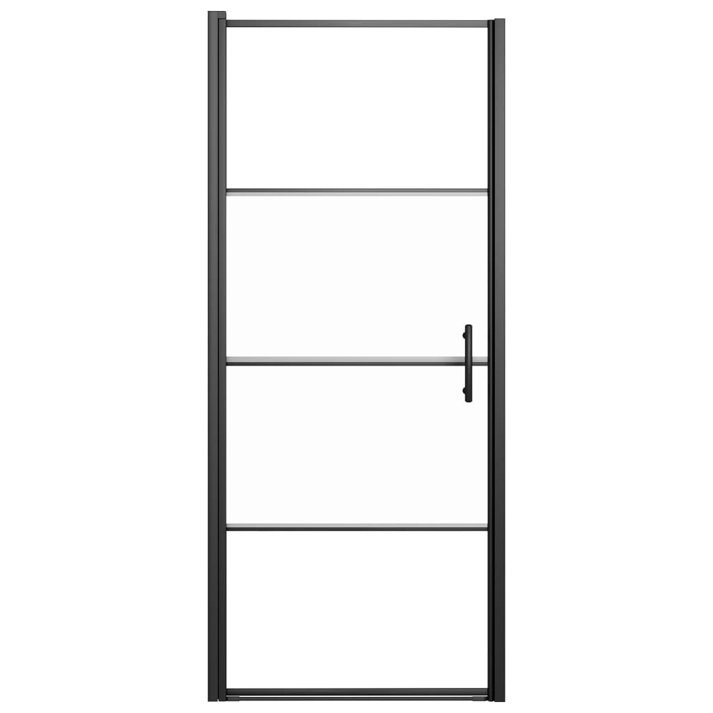 Shower Door 91x195 cm Half Frosted Tempered Glass Black