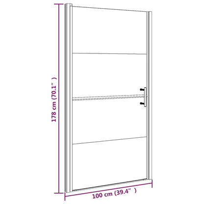 Shower Door 100x178 cm Half Frosted Tempered Glass Black