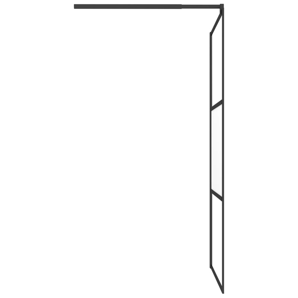 Walk-in Shower Wall 100x195 cm Half Frosted ESG Glass Black