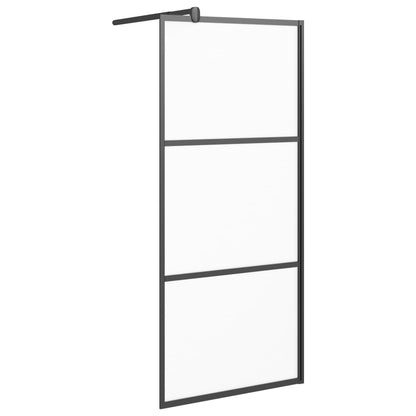 Walk-in Shower Wall 90x195 cm Frosted ESG Glass Black