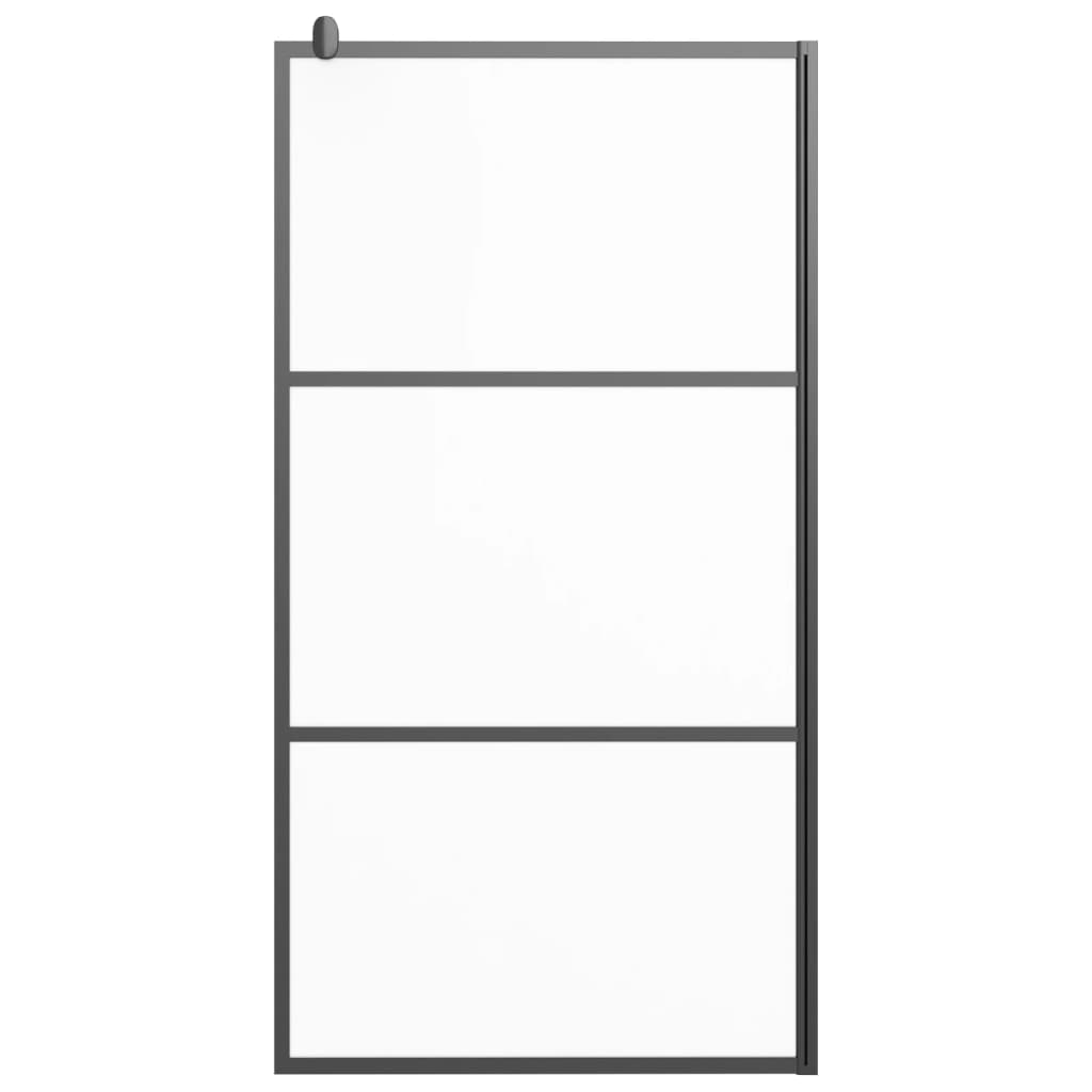 Walk-in Shower Wall 100x195 cm Frosted ESG Glass Black