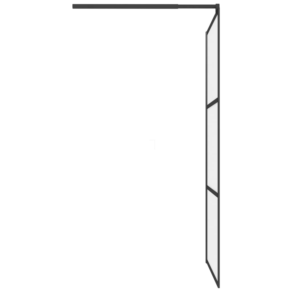 Walk-in Shower Wall 100x195 cm Frosted ESG Glass Black