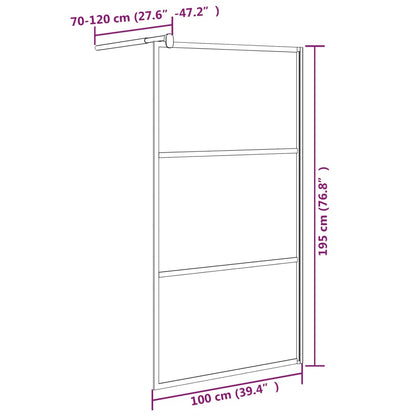 Walk-in Shower Wall 100x195 cm Frosted ESG Glass Black