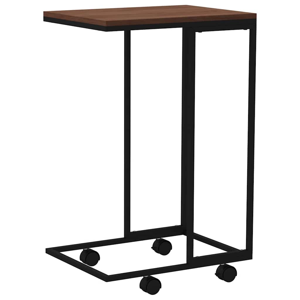 Side Table with Wheels Black 40x30x63.5 cm Engineered Wood