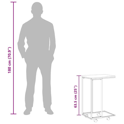 Side Table with Wheels Black 40x30x63.5 cm Engineered Wood