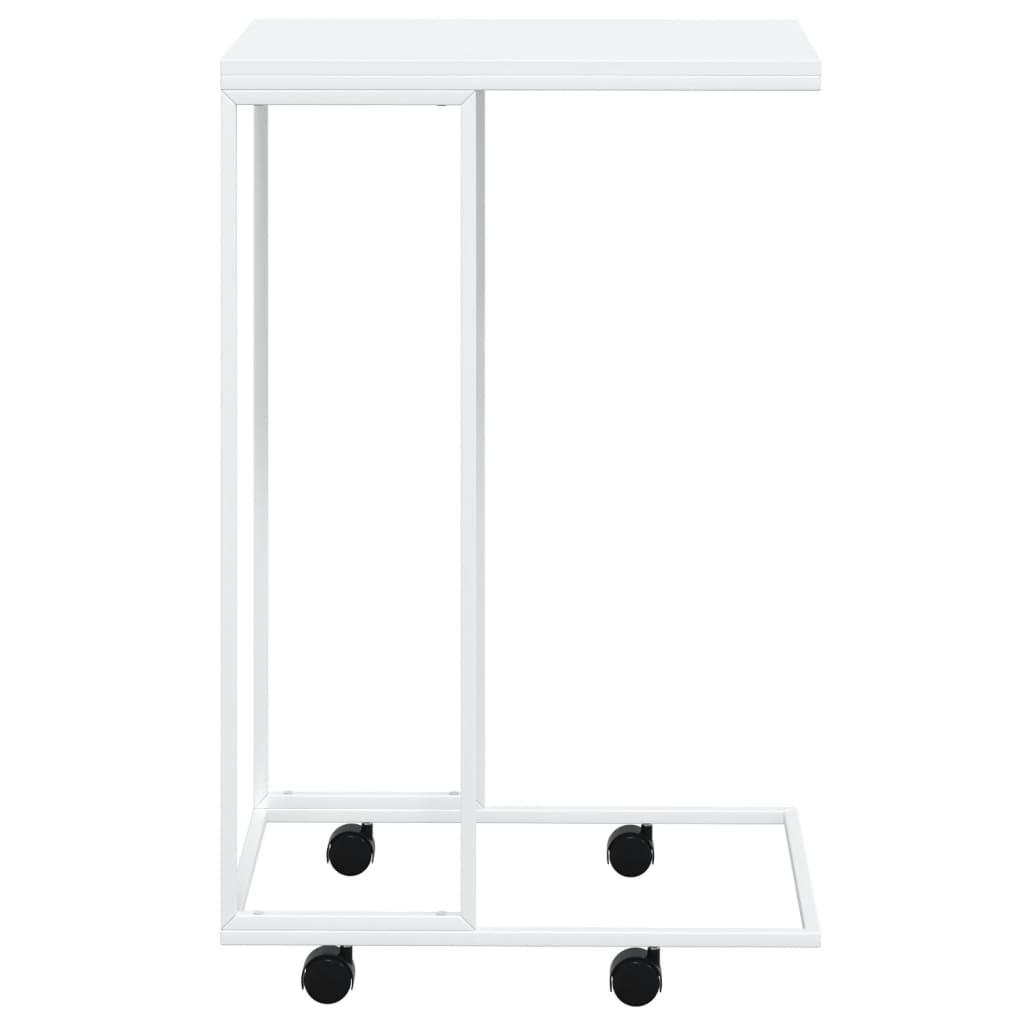 Side Table with Wheels White 40x30x63.5 cm Engineered Wood