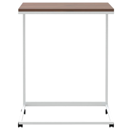Side Table with Wheels White 55x35x70 cm Engineered Wood