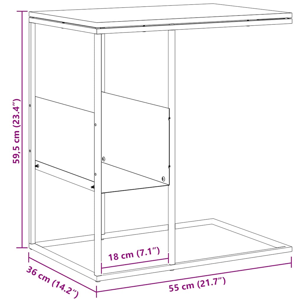 Side Table white 55x36x59.5 cm Engineered Wood