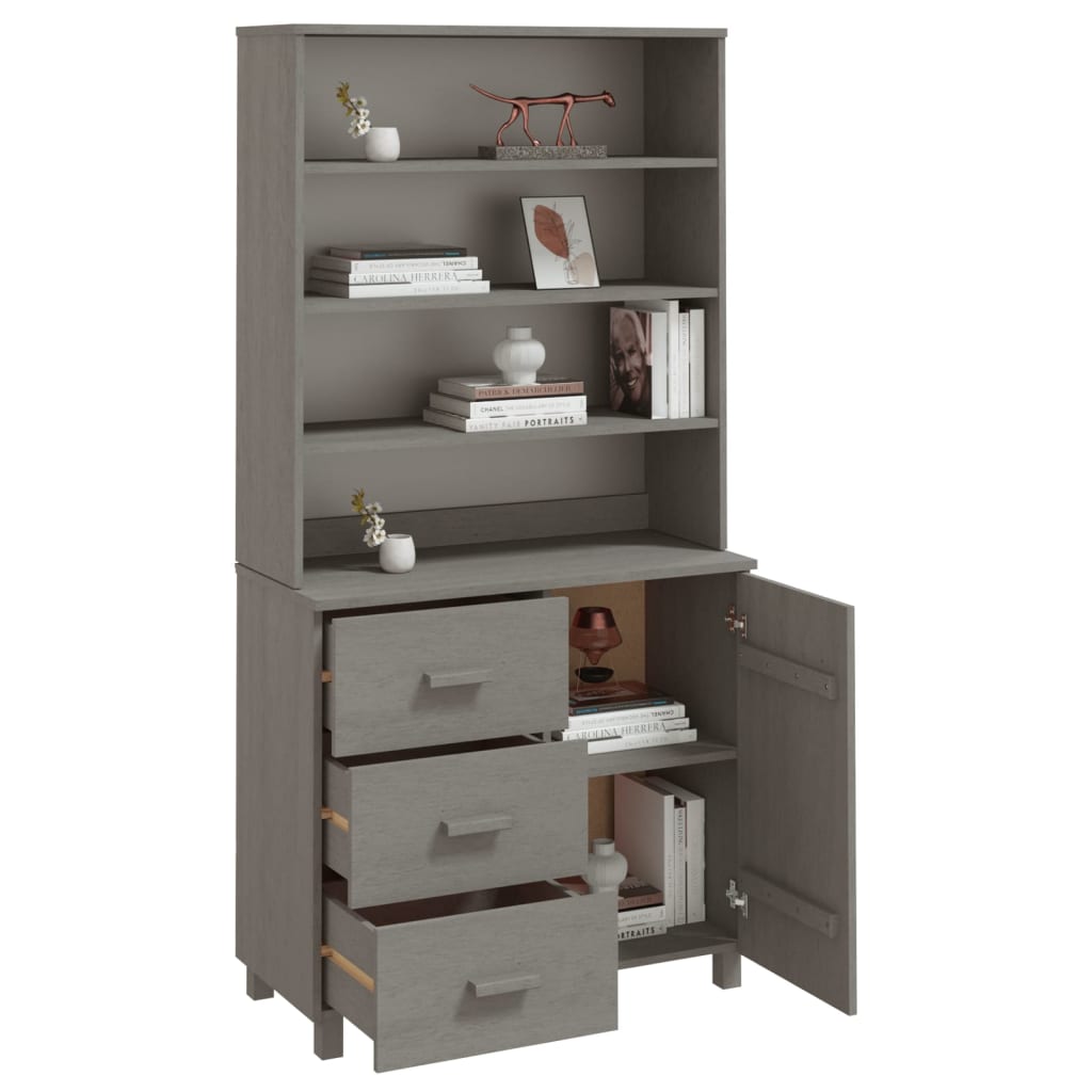 Highboard HAMAR Solid Wood Pine Light Grey