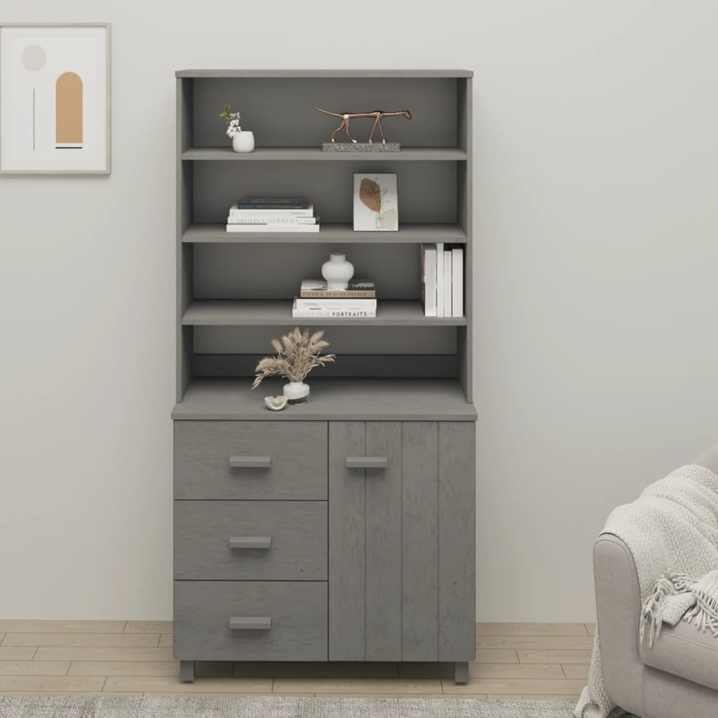 Highboard HAMAR Solid Wood Pine Light Grey