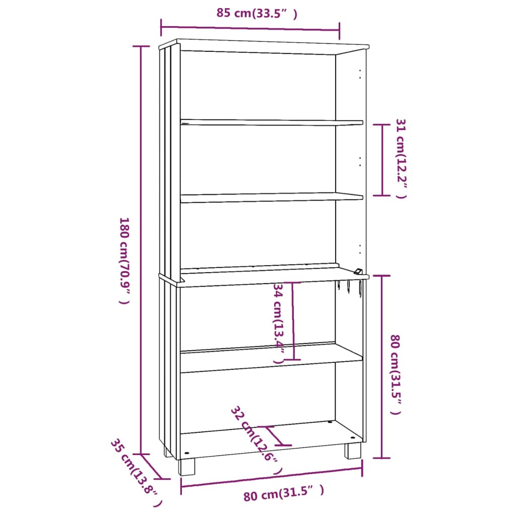 Highboard HAMAR Solid Wood Pine White