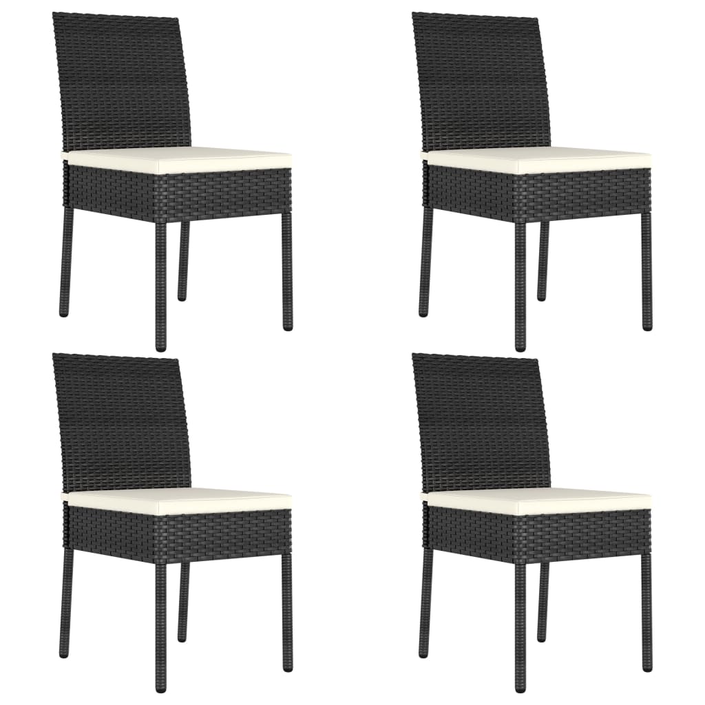 5 Piece Outdoor Dining Set with Cushions Poly Rattan Black