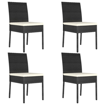 5 Piece Outdoor Dining Set with Cushions Poly Rattan Black