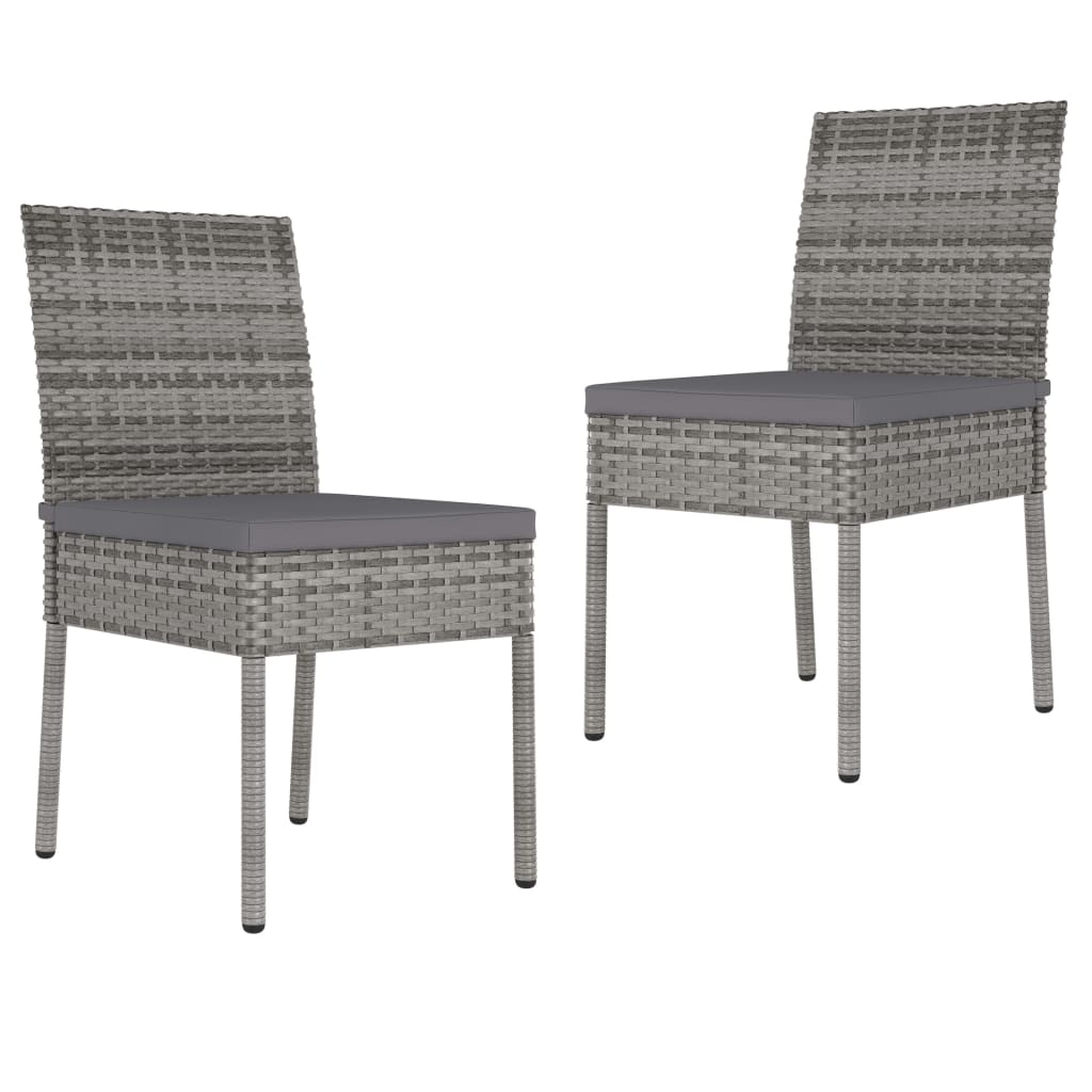 3 Piece Outdoor Dining Set with Cushions Poly Rattan Grey