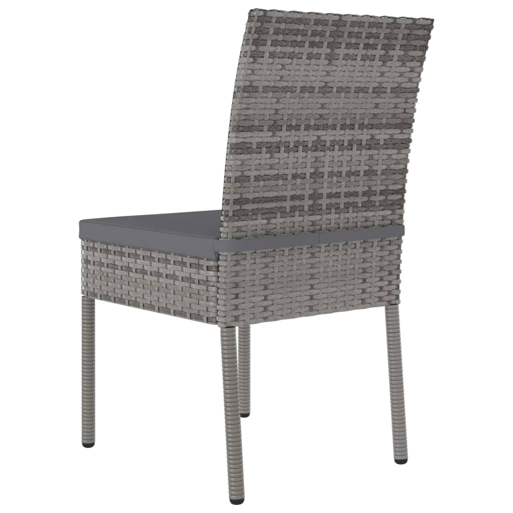 5 Piece Outdoor Dining Set with Cushions Poly Rattan Grey