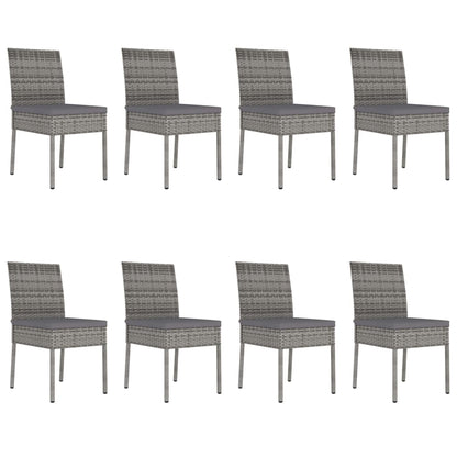 9 Piece Outdoor Dining Set with Cushions Poly Rattan Grey