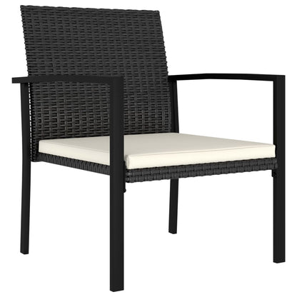 3 Piece Outdoor Dining Set Poly Rattan Black