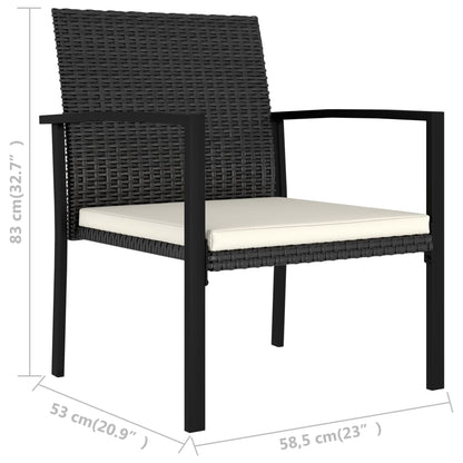 3 Piece Outdoor Dining Set Poly Rattan Black