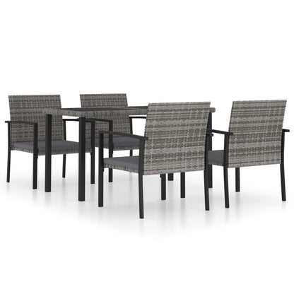 5 Piece Outdoor Dining Set Poly Rattan Grey