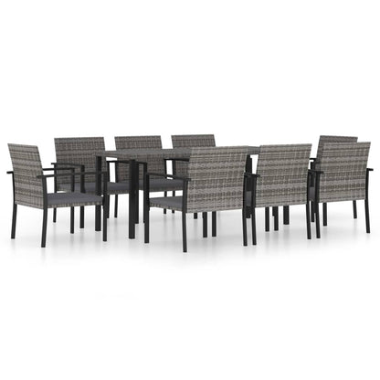 9 Piece Outdoor Dining Set Poly Rattan Grey