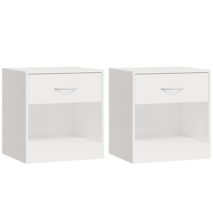 Bedside Cabinets 2 pcs with Drawer High Gloss White