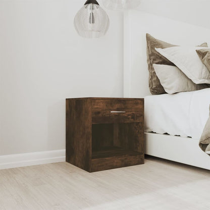 Bedside Cabinets 2 pcs with Drawer Smoked Oak